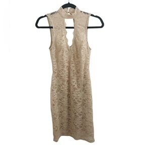 Cream Midi Sleeveless Lace Dress Size 3/4